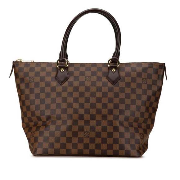 Neverfull MM Damier Ebene Tote with Cherry Red Interior  LOUIS VUITTON Authentic Brown Damier Leather Shoulder Bag